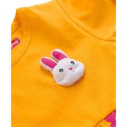Babyhug Single Jersey Knit Half Sleeves Frock With Floral Print - Yellow