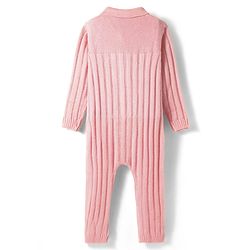 Babyhug Sweater Knit Full Length Winter Wear Romper With Floral Print - Pink