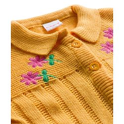 Babyhug Sweater Knit Full Length Winter Wear Romper With Floral Print - Pink