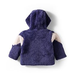 Babyhug Fur Woven Full Sleeves Color Block Hooded Winter Wear Suit Set - White & Navy Blue