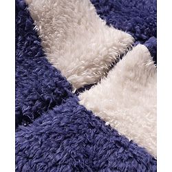 Babyhug Fur Woven Full Sleeves Color Block Hooded Winter Wear Suit Set - White & Navy Blue