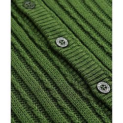Babyhug Sweater Knit Full Sleeves Winter Wear Solid Hooded Romper - Dark Green