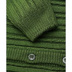Babyhug Sweater Knit Full Sleeves Winter Wear Solid Hooded Romper - Dark Green