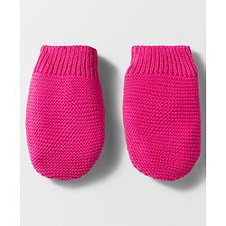 Babyhug Organic Cotton Knit Woollen Cap & Mittens With Teddy & Ear Applique Fuschia - Diameter 9 cm
