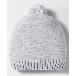 Babyhug Organic Cotton Woollen Knit Cap & Mittens Set with Bear Design & Applique Grey - Diameter 17 cm