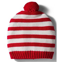 Babyhug Organic Cotton Knit Striped Woollen Cap & Mittens Blue - Diameter 11 cm