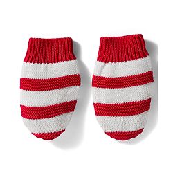 Babyhug Organic Cotton Knit Striped Woollen Cap & Mittens Blue - Diameter 11 cm