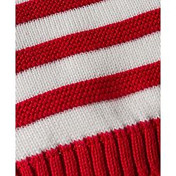 Babyhug Organic Cotton Knit Striped Woollen Cap & Mittens Blue - Diameter 11 cm