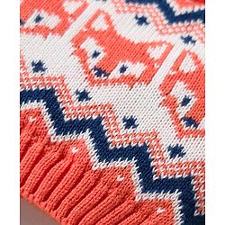 Babyhug Organic Cotton Knit Woollen Cap & Mittens With Fox Design Pink & White - Diameter 15.25 cm