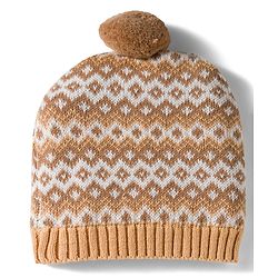 Babyhug Organic Cotton Knit Designed Woollen Cap & Mittens Beige - Diameter 11 cm