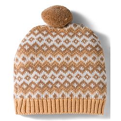 Babyhug Organic Cotton Knit Designed Woollen Cap & Mittens Beige - Diameter 11 cm