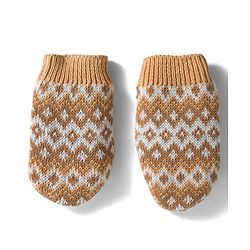 Babyhug Organic Cotton Knit Designed Woollen Cap & Mittens Beige - Diameter 11 cm