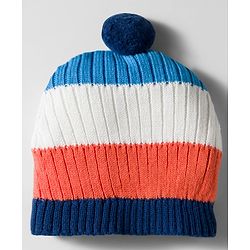 Babyhug Woollen Caps & Mitten Set with Stripes Navy Blue White - Diameter 12 cm