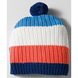 Babyhug Woollen Caps & Mitten Set with Stripes Navy Blue White - Diameter 12 cm