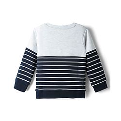 Babyhug Interlock Knit Full Sleeves Striped T-Shirt & Lounge Pant Set with Bear Print - Navy Blue