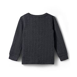 Babyhug Knit Full Sleeves Solid Pullover & Front Open Thermal Vests Pack of 2 - Charcoal Grey