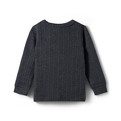 Babyhug Knit Full Sleeves Solid Pullover & Front Open Thermal Vests Pack of 2 - Charcoal Grey