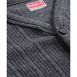 Babyhug Knit Full Sleeves Solid Pullover & Front Open Thermal Vests Pack of 2 - Charcoal Grey