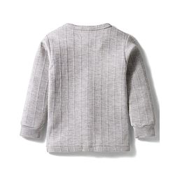 Babyhug Knit Full Sleeves Solid Color Pullover & Front Open Vest - Light Grey