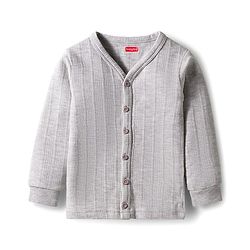 Babyhug Knit Full Sleeves Solid Color Pullover & Front Open Vest - Light Grey