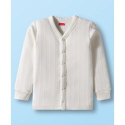 Babyhug Knit Full Sleeves Solid Color Front Open & Pullover Thermal Inner Wear Vests Pack of 2 - Offwhite
