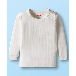 Babyhug Knit Full Sleeves Solid Color Front Open & Pullover Thermal Inner Wear Vests Pack of 2 - Offwhite