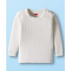 Babyhug Knit Full Sleeves Solid Color Front Open & Pullover Thermal Inner Wear Vests Pack of 2 - Offwhite