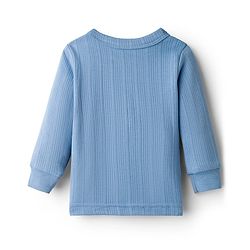 Babyhug Knit Full Sleeves Solid Color Pullover & Front Open Thermal Inner Wear Pack of 2 - Light Blue