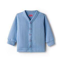 Babyhug Knit Full Sleeves Solid Color Pullover & Front Open Thermal Inner Wear Pack of 2 - Light Blue