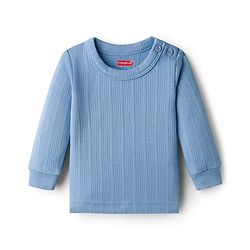 Babyhug Knit Full Sleeves Solid Color Pullover & Front Open Thermal Inner Wear Pack of 2 - Light Blue