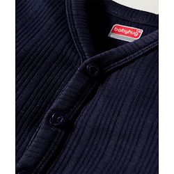 Babyhug Knit Full Sleeves Solid Color Pullover & Front Open Vest - Navy Blue