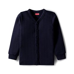 Babyhug Knit Full Sleeves Solid Color Pullover & Front Open Vest - Navy Blue