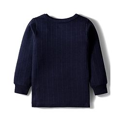 Babyhug Knit Full Sleeves Solid Color Pullover & Front Open Vest - Navy Blue