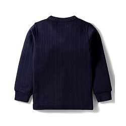 Babyhug Knit Full Sleeves Solid Color Pullover & Front Open Vest - Navy Blue