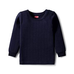 Babyhug Knit Full Sleeves Solid Color Pullover & Front Open Vest - Navy Blue