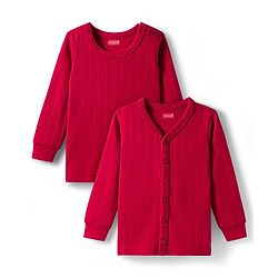 Babyhug Knit Full Length Solid Color Thermal Vests Pack of 2 - Red