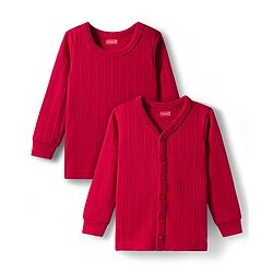 Babyhug Knit Full Length Solid Color Thermal Vests Pack of 2 - Red