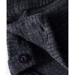 Babyhug Knit Full Sleeves Solid Color Pullover & Sleeveless Thermal Vests & Pant Set - Charcoal Grey