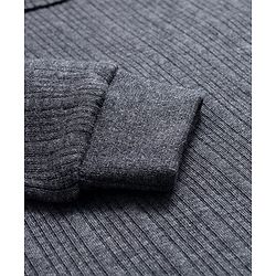 Babyhug Knit Full Sleeves Solid Color Pullover & Sleeveless Thermal Vests & Pant Set - Charcoal Grey