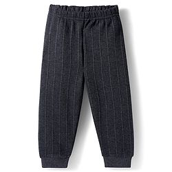 Babyhug Knit Full Sleeves Solid Color Pullover & Sleeveless Thermal Vests & Pant Set - Charcoal Grey
