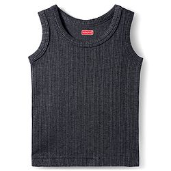 Babyhug Knit Full Sleeves Solid Color Pullover & Sleeveless Thermal Vests & Pant Set - Charcoal Grey