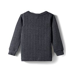 Babyhug Knit Full Sleeves Solid Color Pullover & Sleeveless Thermal Vests & Pant Set - Charcoal Grey