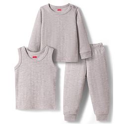 Babyhug Knit Full Sleeves Solid Colour Thermal Inner Wear - Light Grey