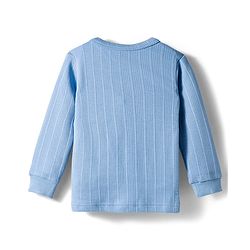 Babyhug Knit Full Sleeves Solid Color Pullover & Sleeveless Thermal Vests & Pant Set - Blue