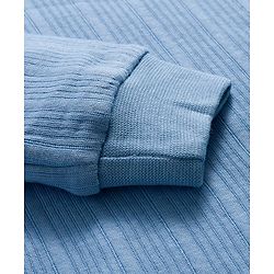Babyhug Knit Full Sleeves Solid Color Pullover & Sleeveless Thermal Vests & Pant Set - Blue
