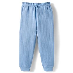 Babyhug Knit Full Sleeves Solid Color Pullover & Sleeveless Thermal Vests & Pant Set - Blue