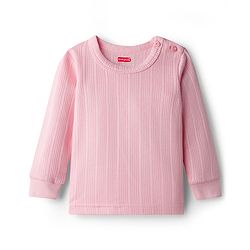 Babyhug Knit Full Sleeves Solid Color Pullover & Sleeveless Thermal Vest & Pant Set - Pink