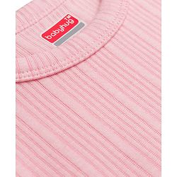 Babyhug Knit Full Sleeves Solid Color Pullover & Sleeveless Thermal Vest & Pant Set - Pink
