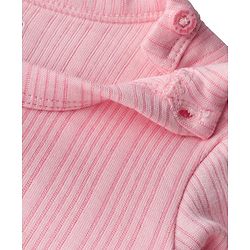 Babyhug Knit Full Sleeves Solid Color Pullover & Sleeveless Thermal Vest & Pant Set - Pink