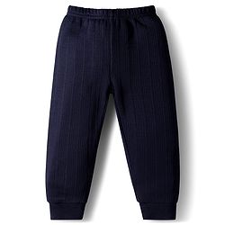 Babyhug Knit Full Sleeves Solid Color Pullover Thermal Inner Wear Set - Navy Blue